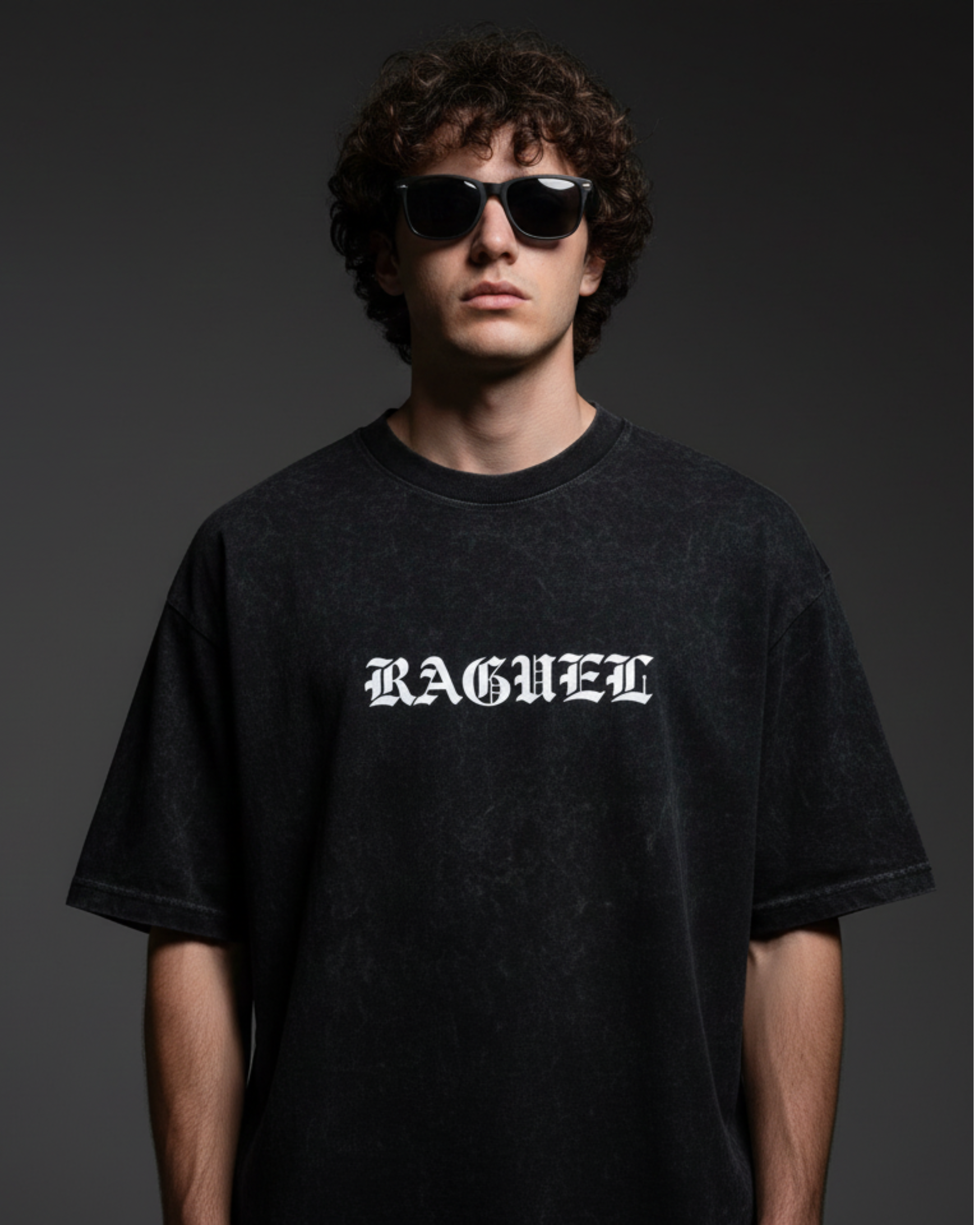Cage Black Acidwash Oversize T-Shirt