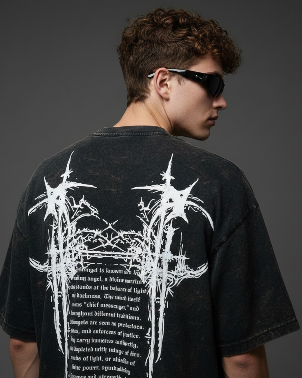 Cage Black Acidwash Oversize T-Shirt